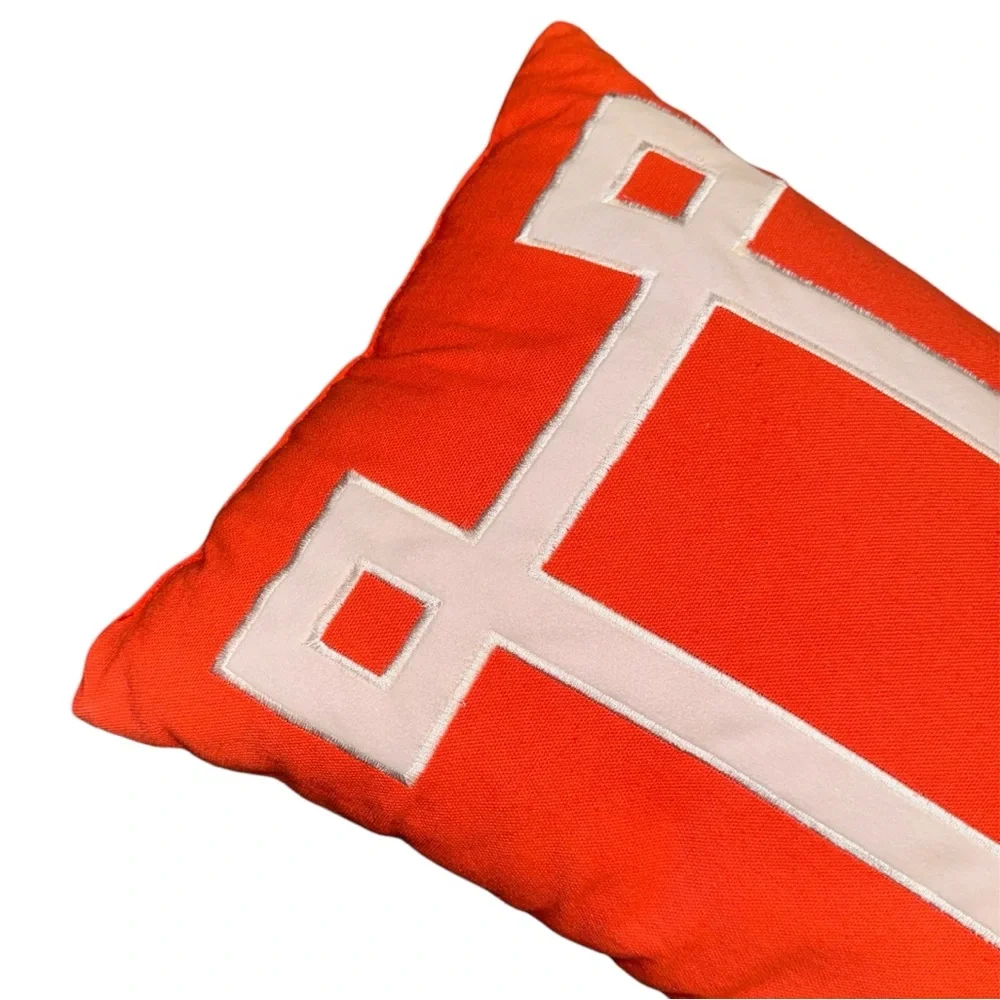 12” X 20” Rectangular Oblong Accent Pillow Orange & Cream